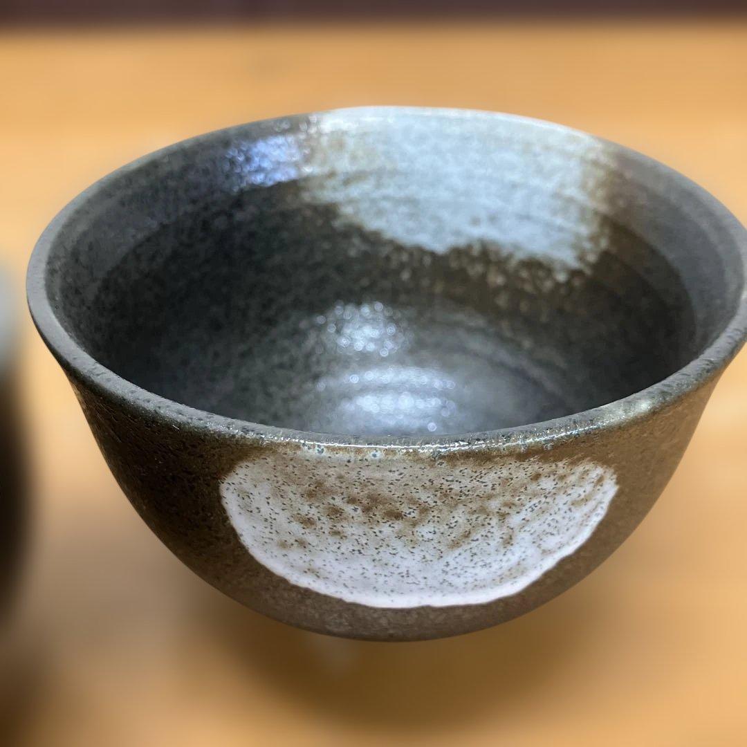 ⑭萩焼 蓋茶碗 一対 晴山 作 共箱 共布 茶道具 直径11cm