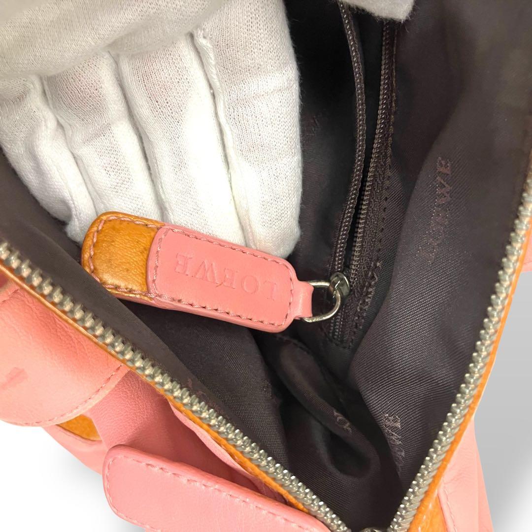 LOEWE ロエベ ミニボストンバッグ シープスキン ピンク アナグラム