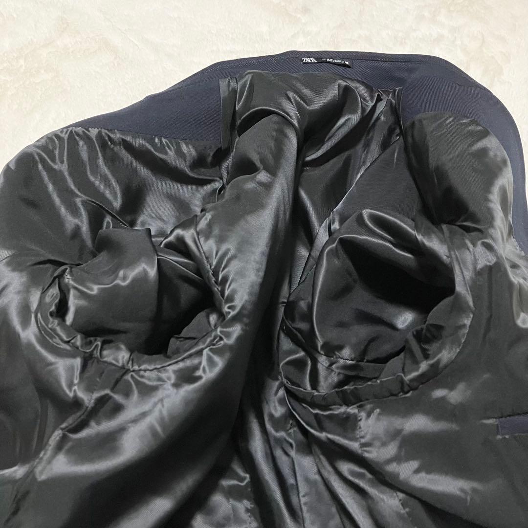 新品同様 タグ付 ZARA ロング ウール チェスター コート XL ネイビー