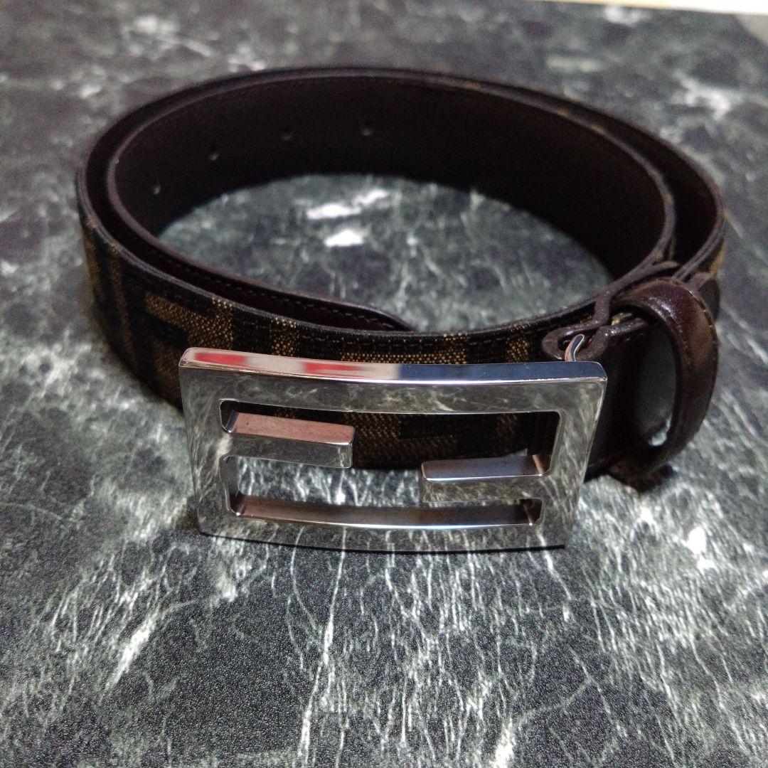 三連休限定価格　フェンディズッカ柄FFバックルキャンバスレザーベルト　FENDI 三連休限定価格 フェンディズッカ柄FFバックルキャンバスレザーベルト