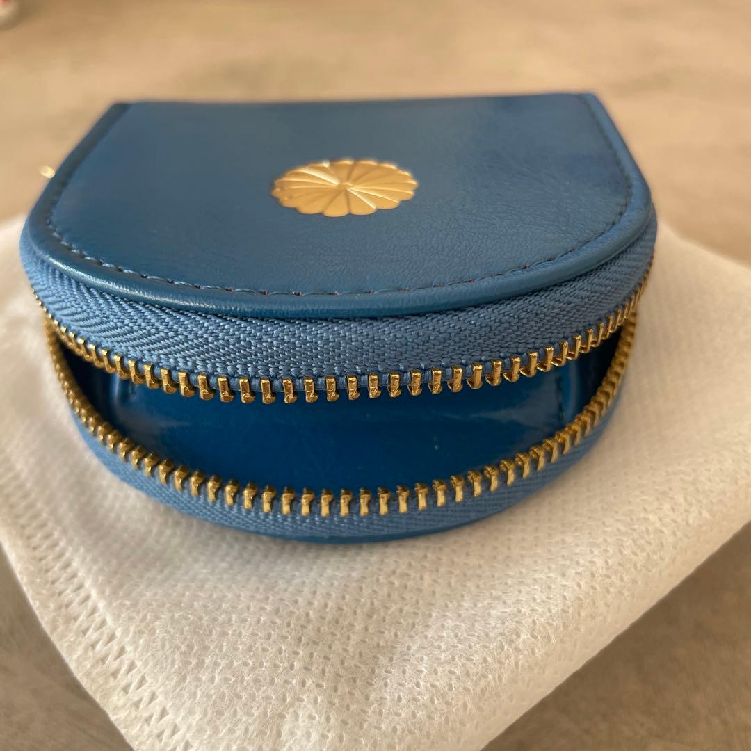 皇居 財布 小銭入れ コインケース 馬蹄型 青 ブルー 新品未使用 化粧箱