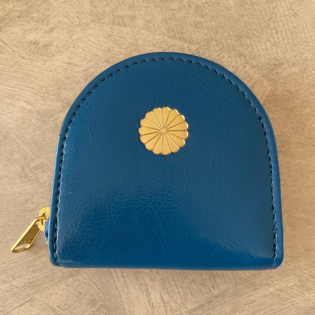 皇居 財布 小銭入れ コインケース 馬蹄型 青 ブルー 新品未使用 化粧箱