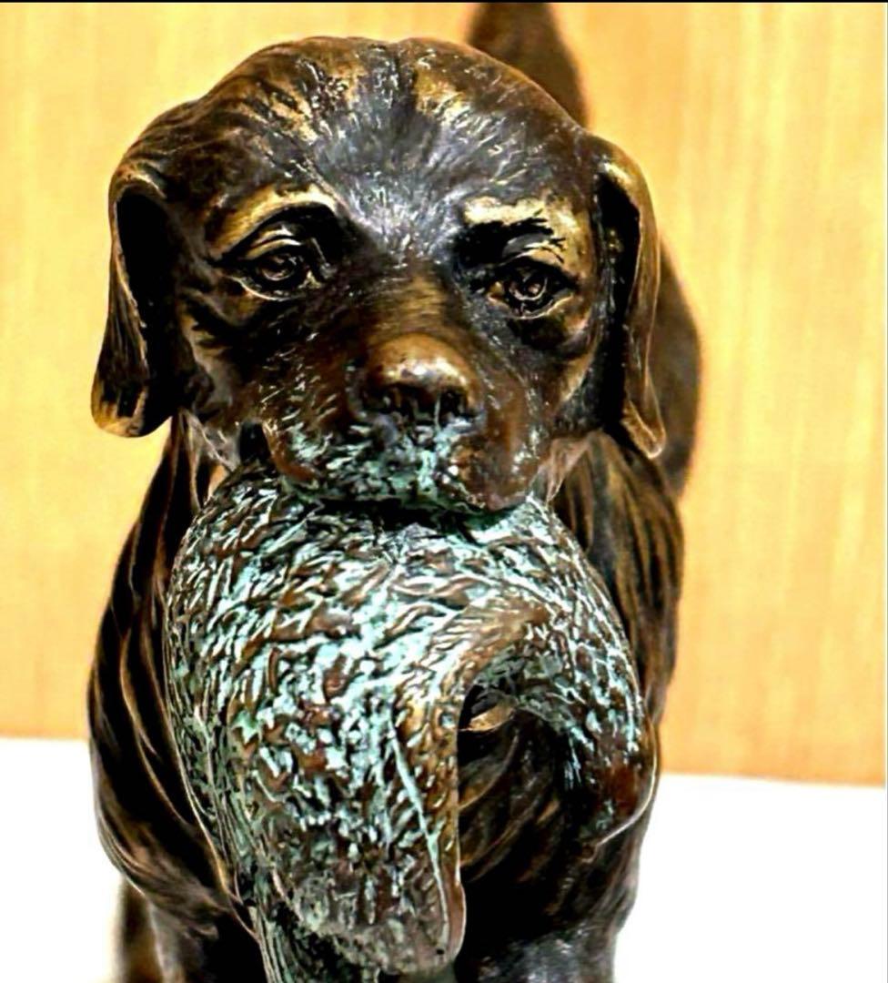 平安時代蔵出し】ゴールデンリトリバー 犬 置物 骨董品 時代物K24 純金