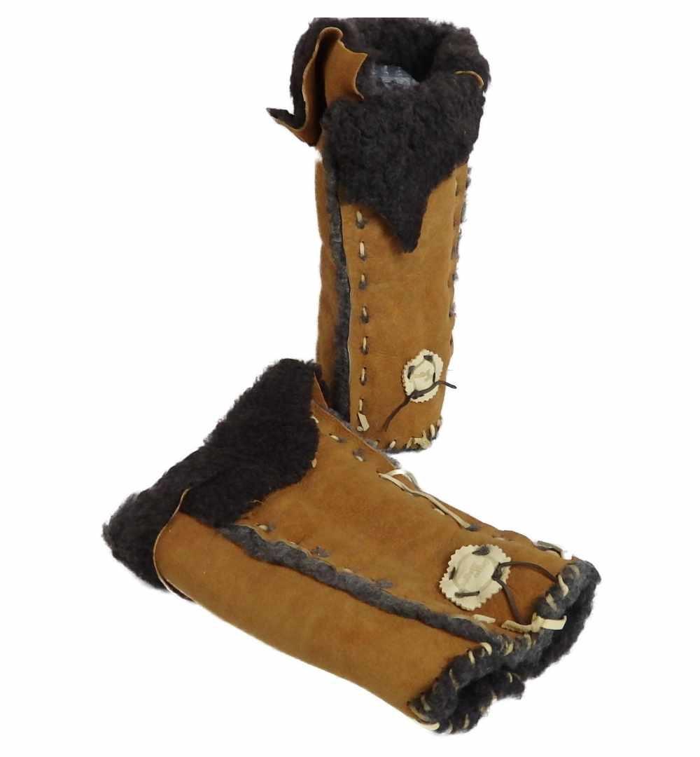 新品処分Malibu Cowboy 本革 ムートン　レッグウオーマー キャメル その他ブランド(ソノタブランド) / Malibu Cowboy/マリブカウボーイ
