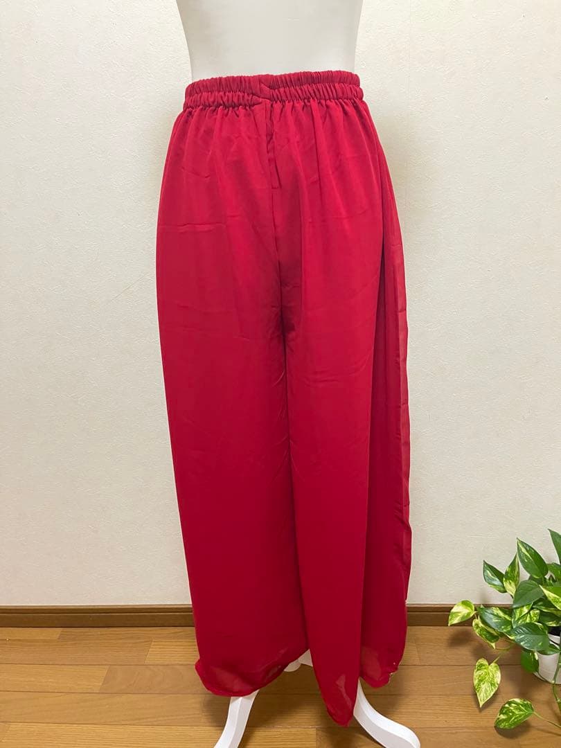 インド民族衣装高級レッド刺繍クルタセット／豪華インドパーティー