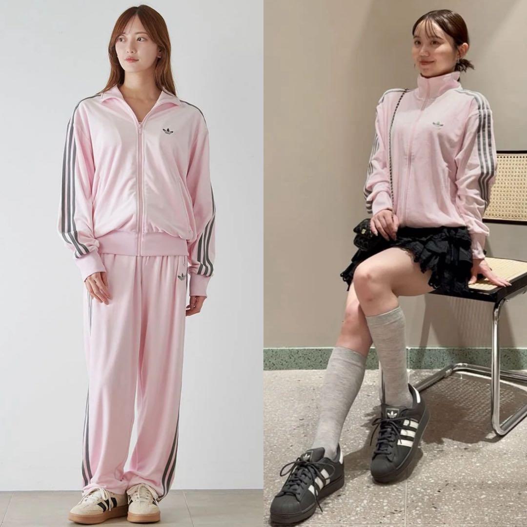 新品M⭐️adidas × Snidel ベロアトラックトップ ピンク 松本ももな