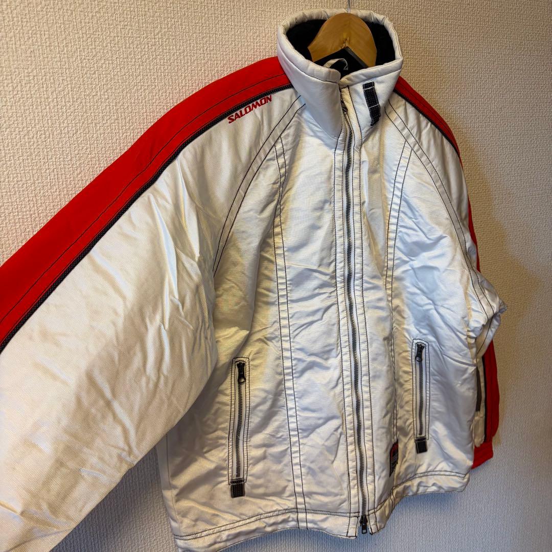 SALOMON 赤 白 スキーウェア 3点セット - メルカリ