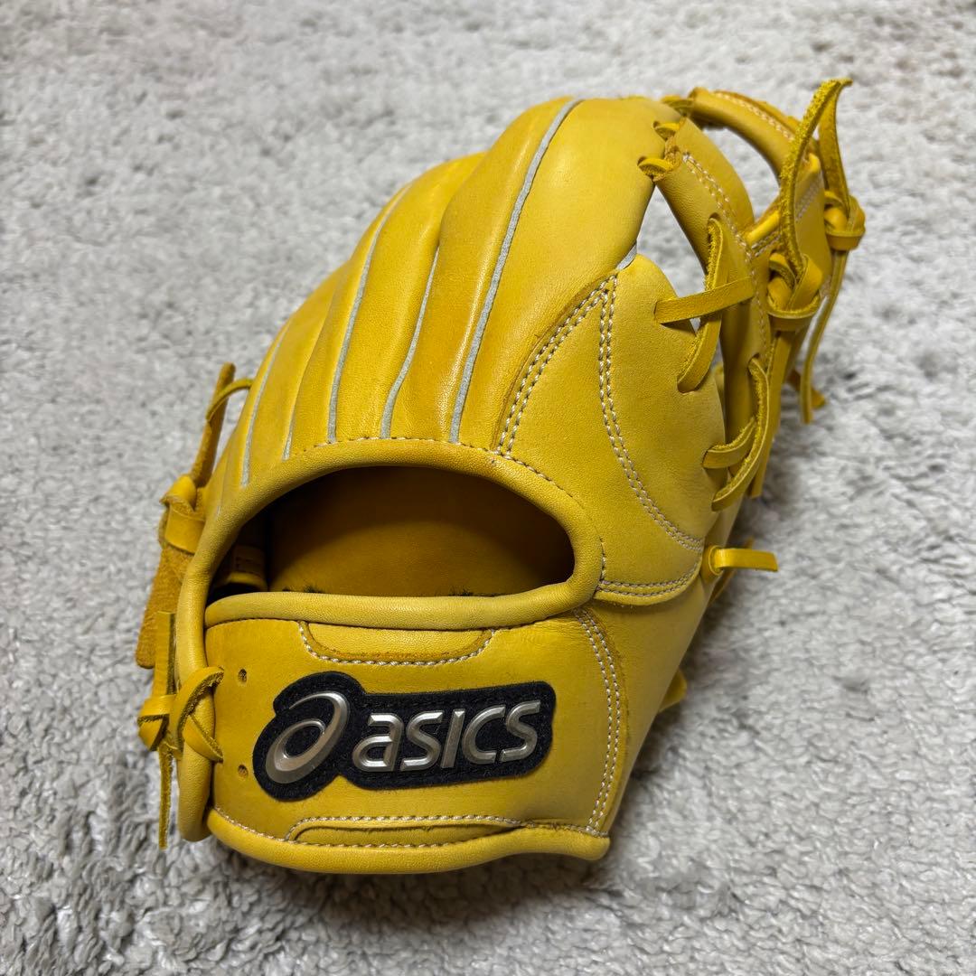 美品　アシックス　内野手　軟式　グローブ　イエロー Asics 軟式グローブ イエロー asics イエロー 軟式内野手グローブ