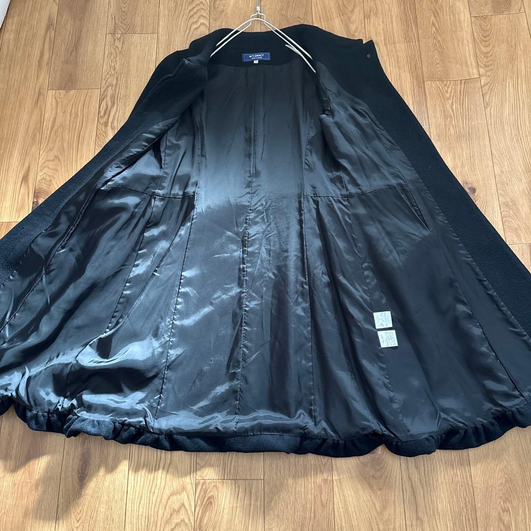 M'S GRACY エムズグレイシー プリーツロングコートリボン パール