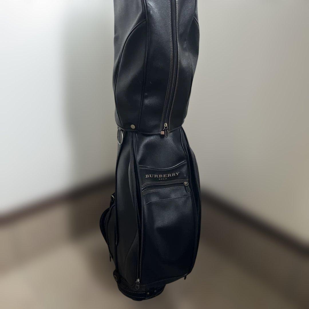 BURBERRY GOLF 黒 レザー キャディバッグ BURBERRY キャディバッグ バーバリーゴルフ☆ブラックレザーキャディ