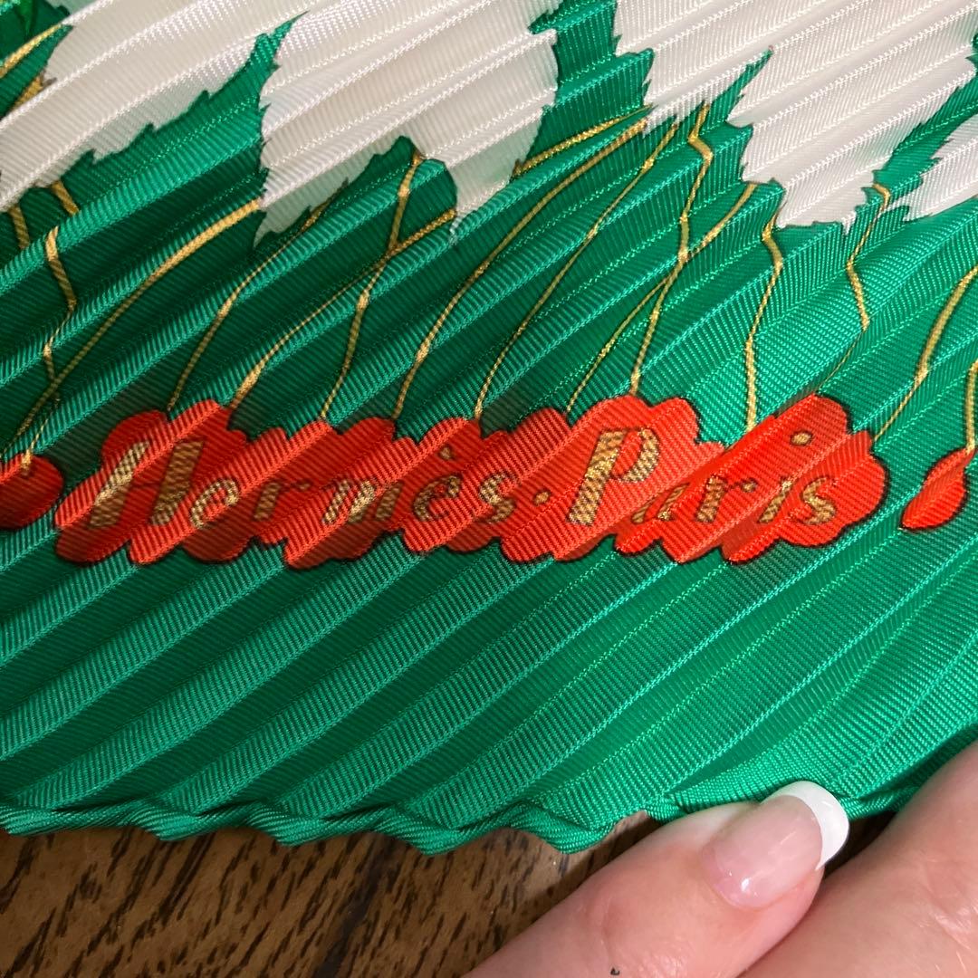 エルメス プリーツスカーフ 保管品❗️「さくらんぼ」柄