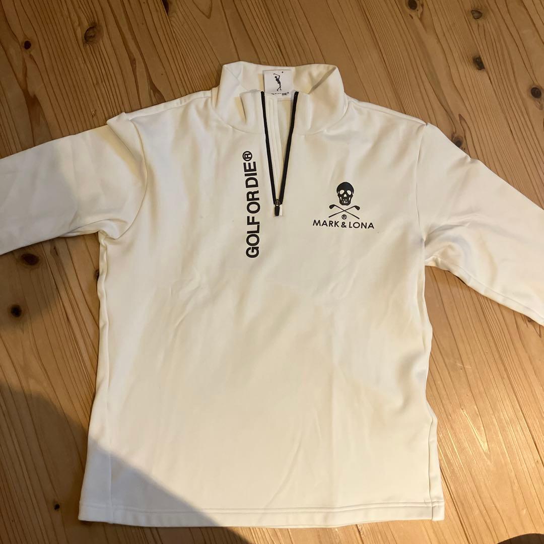 MARK&LONA ゴルフ長袖ジップアップシャツ　ホワイト MARK&LONA ゴルフ長袖ジップアップシャツ ホワイト