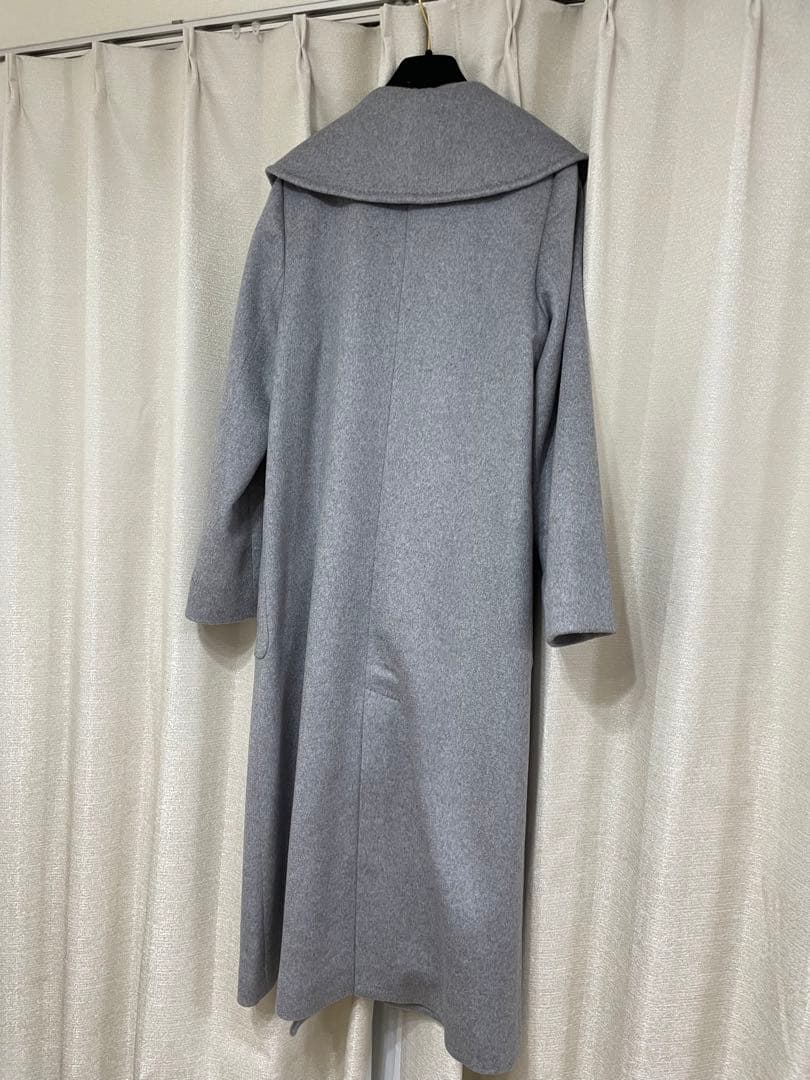 新品 エムプルミエブラック カシミヤベルテッドショールカラーロング