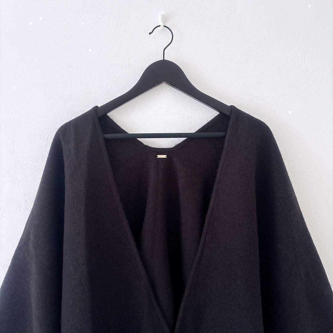 《新品23AW》Mila Owen 洗える ベーシックケープ 黒 フリンジ F