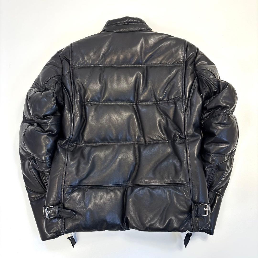 羊革】Schott レザー ダウンジャケット 黒 Sモーターサイクル 本革
