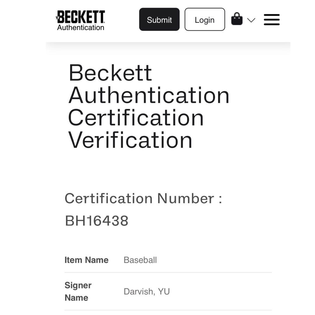 パドレス ダルビッシュ 直筆サイン ボール WBC 球 Beckett 証明付