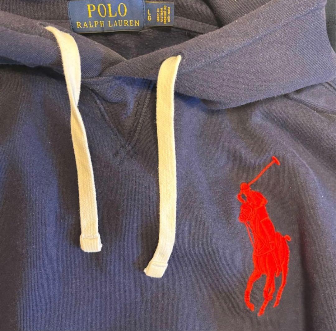 POLO Ralph Lauren フーディー ネイビー ビックポニー刺繍 - メルカリ