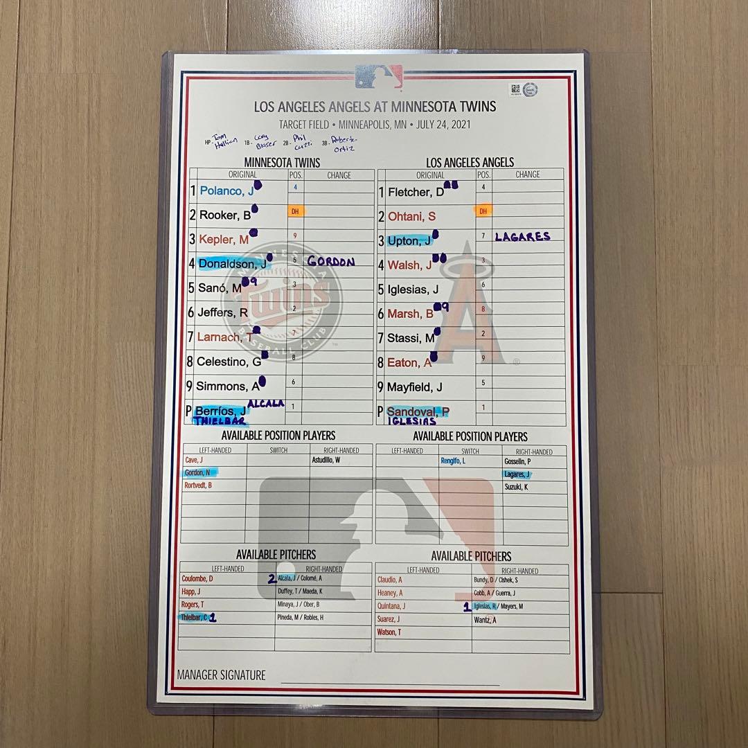 No.4【激レア】実使用品　大谷翔平　前田健太　ラインナップカード No.4激レア実使用品 実使用品 大谷翔平 前田健太 ラインナップカード