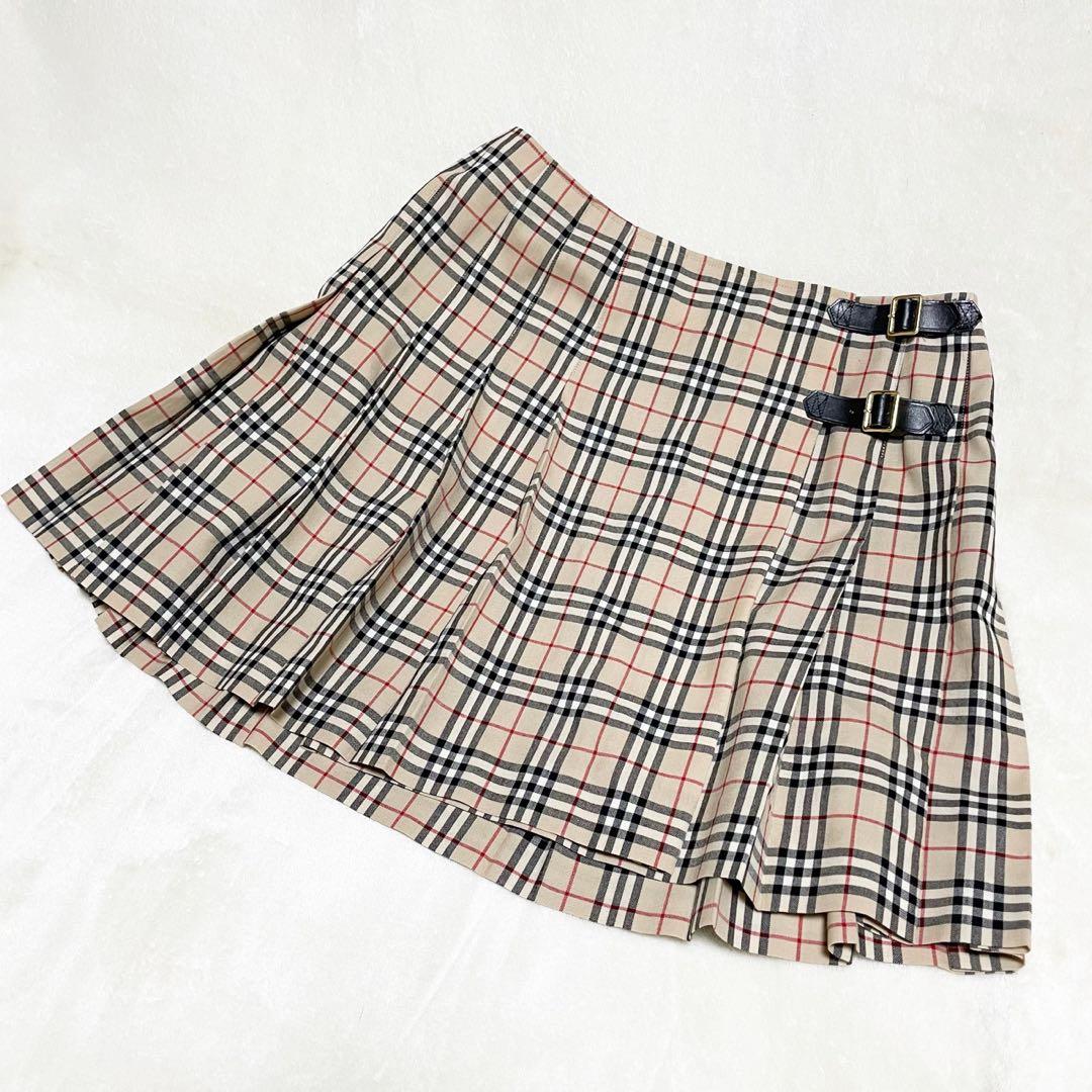 BURBERRY BLUE LABEL】ノバチェックプリーツミニ巻きスカート