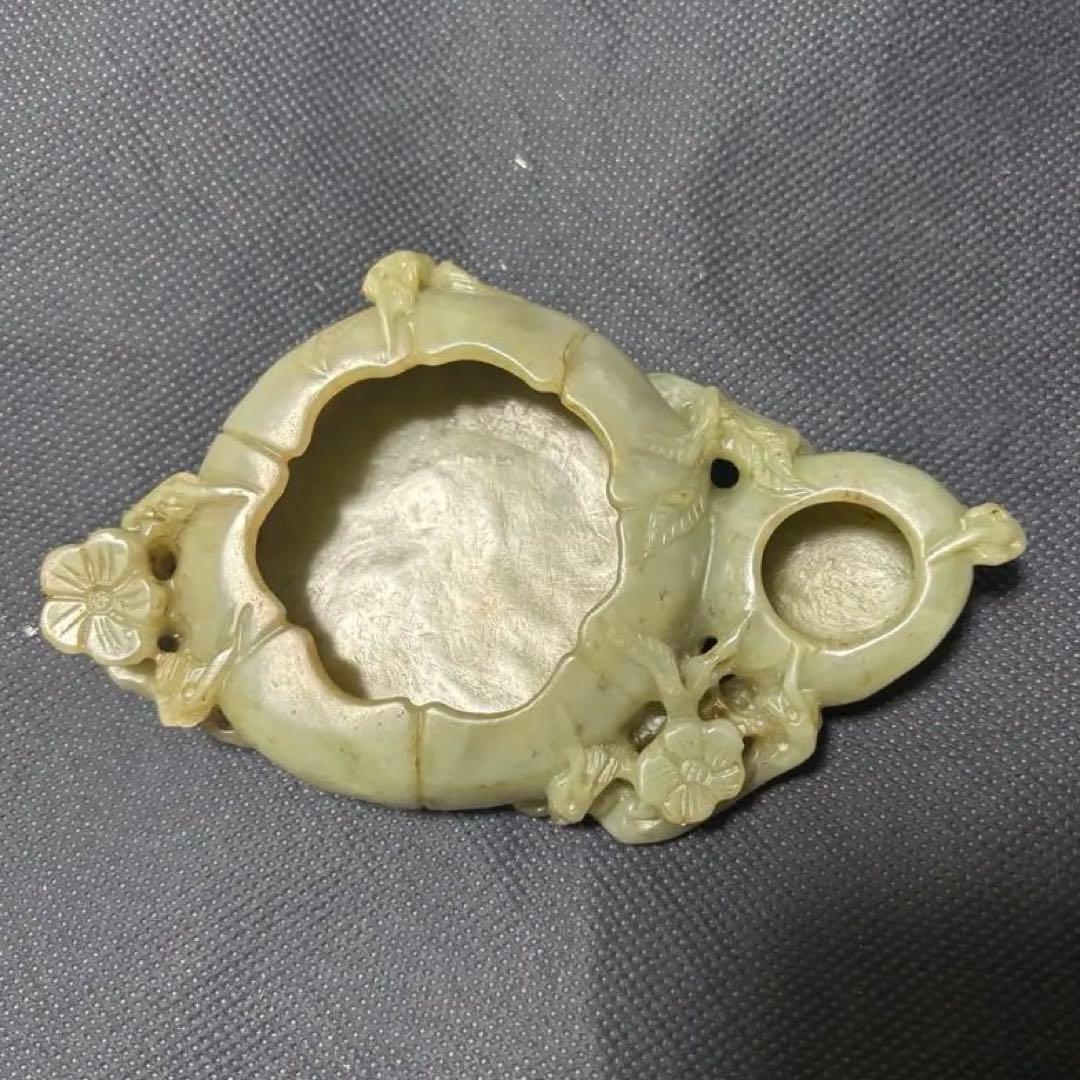 中国古美術品　清の時代　和田青玉 砡　筆洗　蘇工　188g 東】清時代 玉製如意/玉如意 和田玉/和田白玉/翡翠 中国美術/古美術
