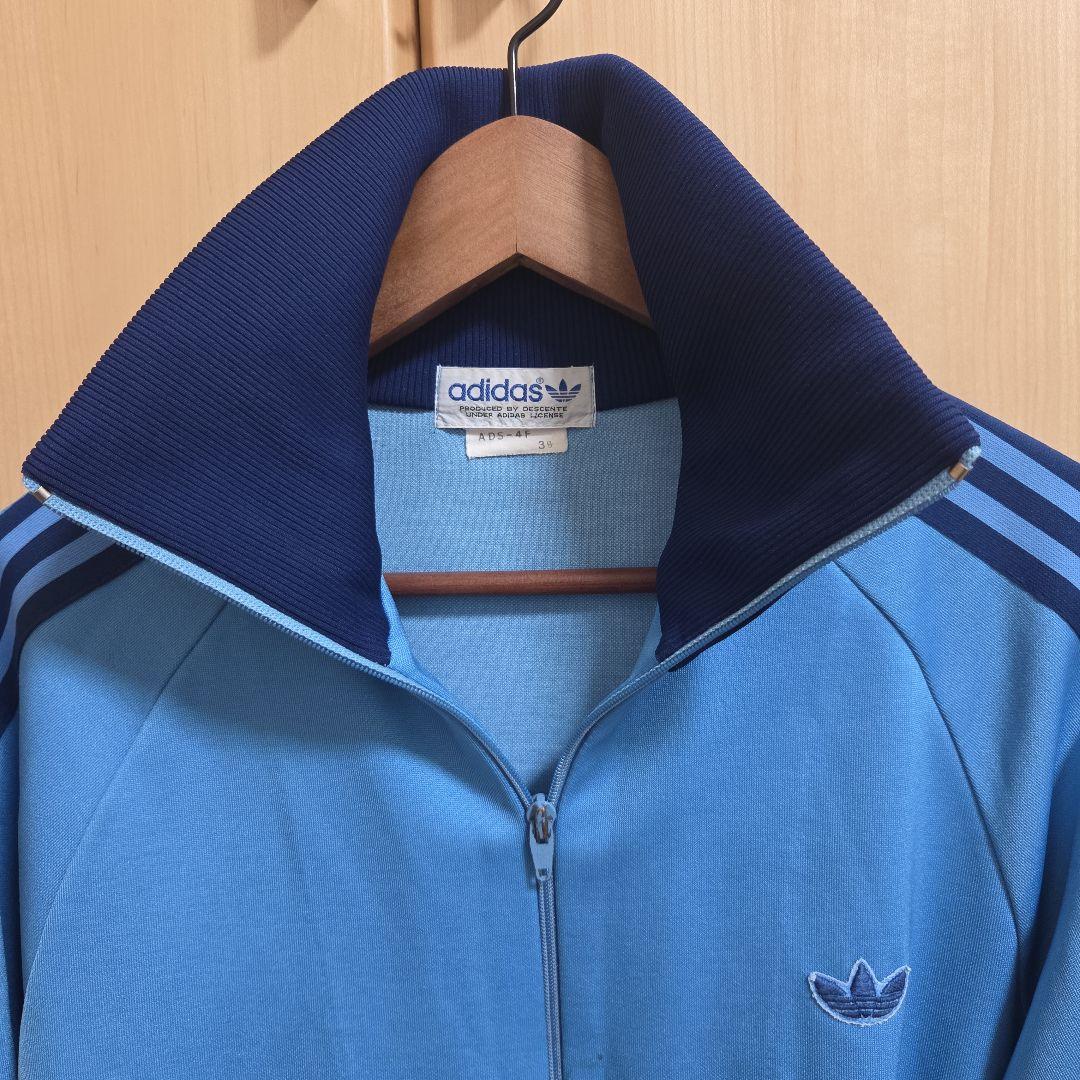 80s adidas アディダス トラックジャケット 3号 ブルー✕ネイビー