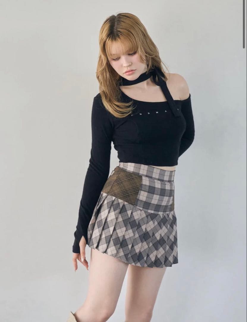 【ANDMARY】Coco check pleats skirt Sサイズ ANDMARY】Coco check mini pleats skirt