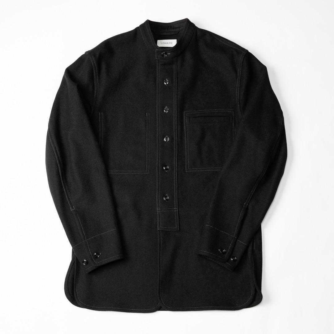 ジャケット・アウター LEMAIRE FELTED WOOL OVERSHIRT size44 One Pocket Overshirt in Ash Black