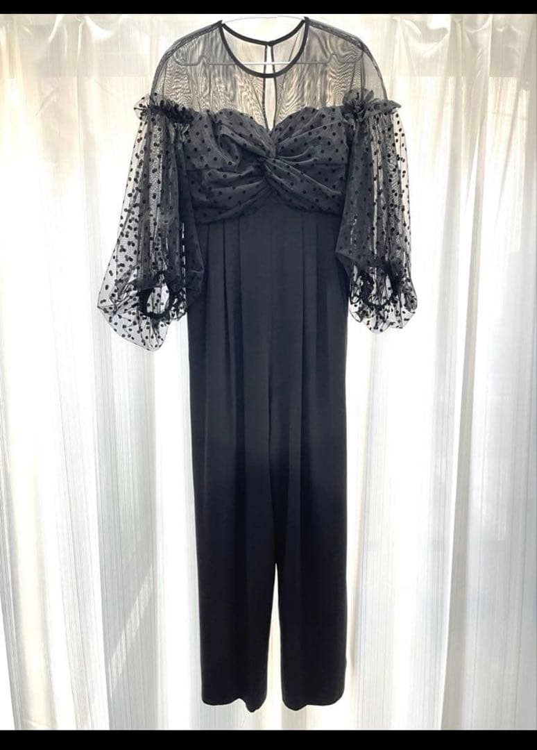ANDRESD flocky dot pants dress【L／ブラック】 flocky dot pants dress | ANDRESD