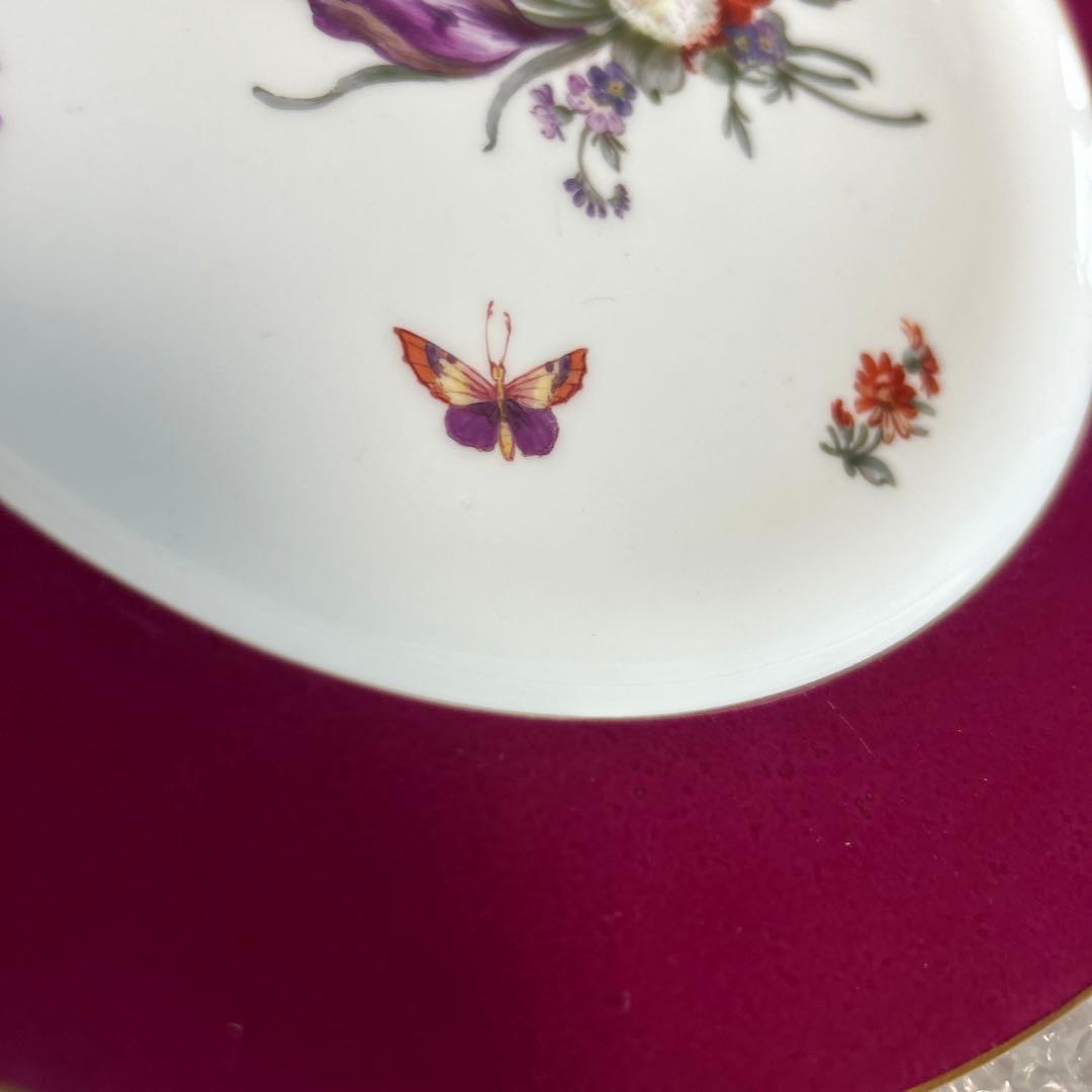 アンティーク高級食器 KPM 7種花 蝶々 赤皿 - メルカリ