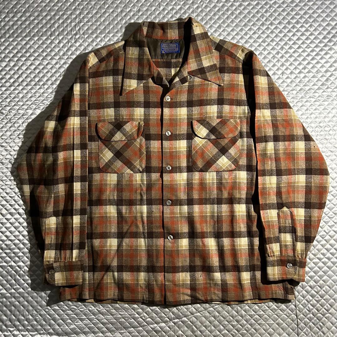 し*う様 70s USA製 ペンドルトン ウールチェックボードシャツ 開襟 vi 70s アメリカ製 PENDOLTON ペンドルトン チェック ウール 開襟シャツ