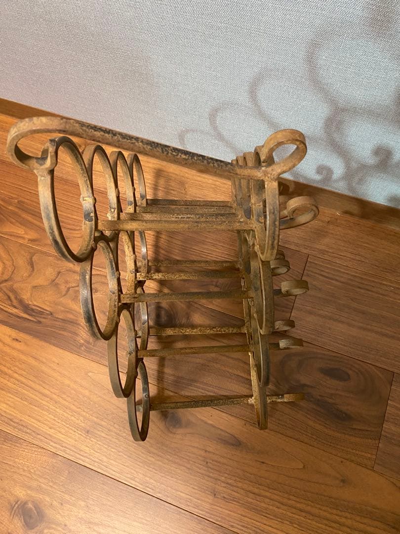 フランス アンティーク ワインラック アイアン 葡萄柄 鉄