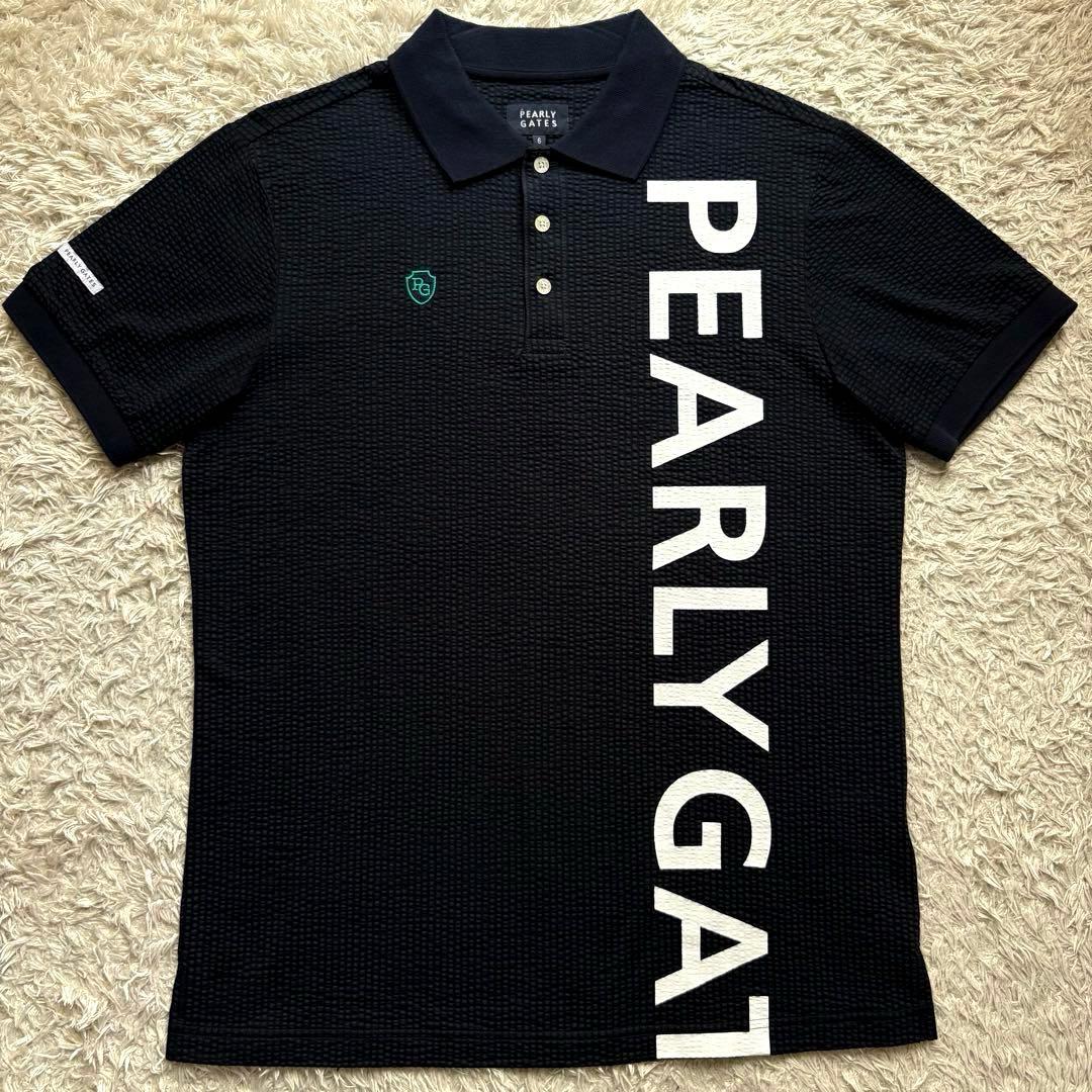 ☆希少 XLサイズ☆ PEARLY GATES シアサッカー ポロシャツ 黒