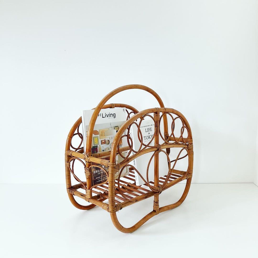 ラタン　籐　マガジンラック　モダンビンテージ　雑貨　ブロカント ラタン マガジンラック｜B-COMPANY公式オンラインショップ