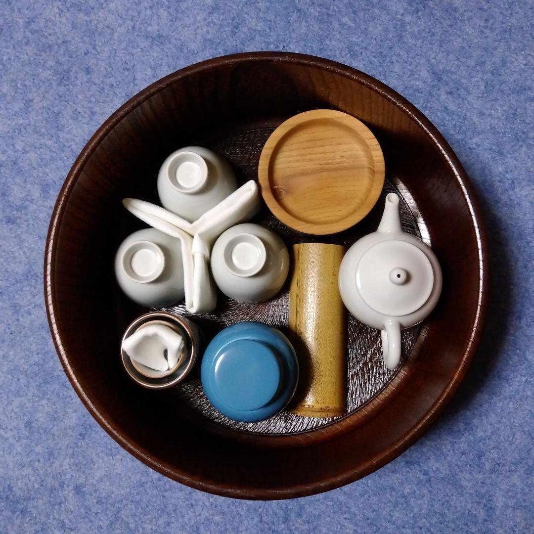 小川流煎茶「茶櫃一式」茶瓶 瓶承 茶壺 巾筒 茶則 茶碗 茶托 煎茶器