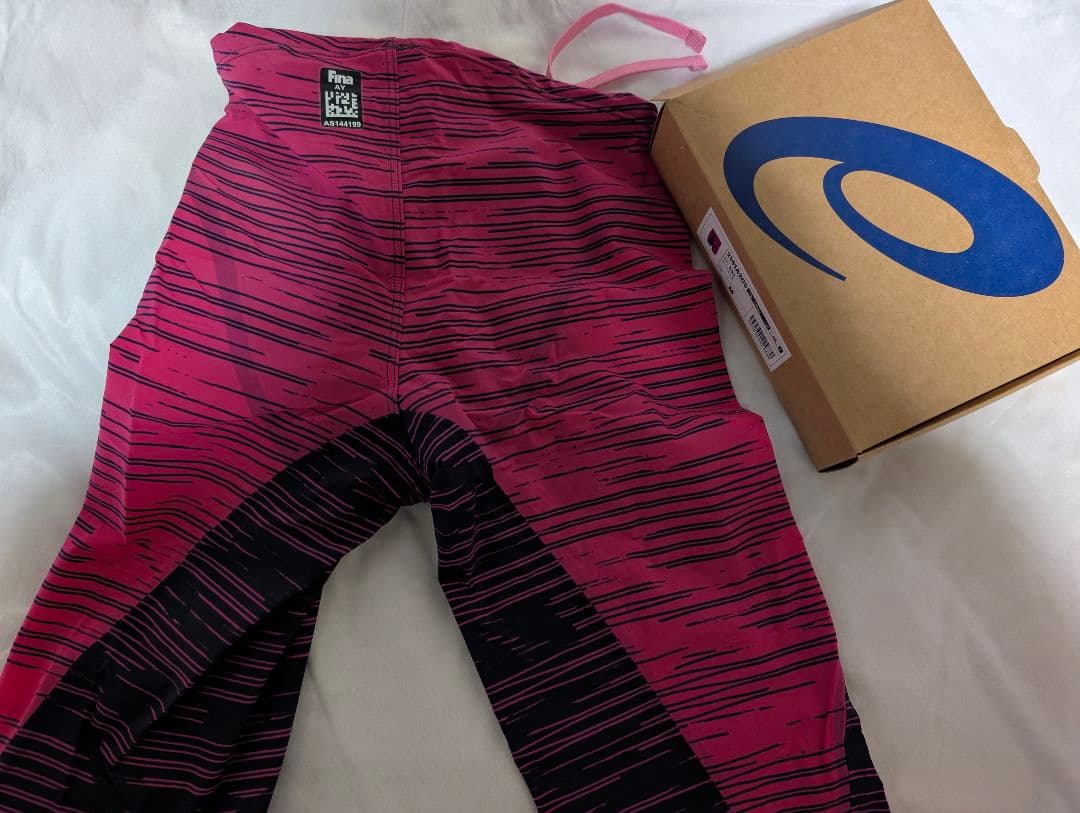 競泳水着 メンズ 高速水着 アシックス　M　ピンク　箱付き