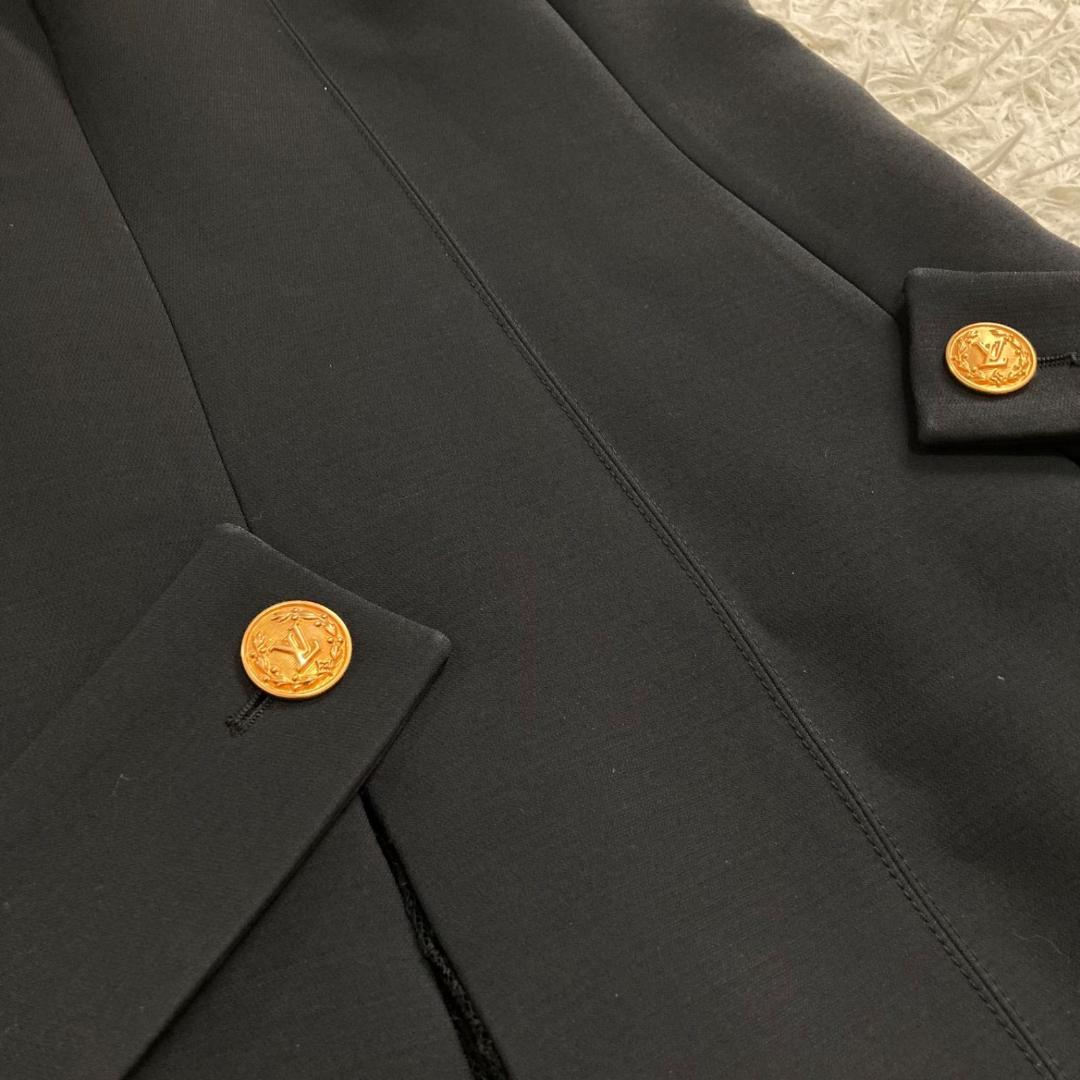 17442✨ルイヴィトン 金ボタン LVロゴ レース切替フレアワンピース