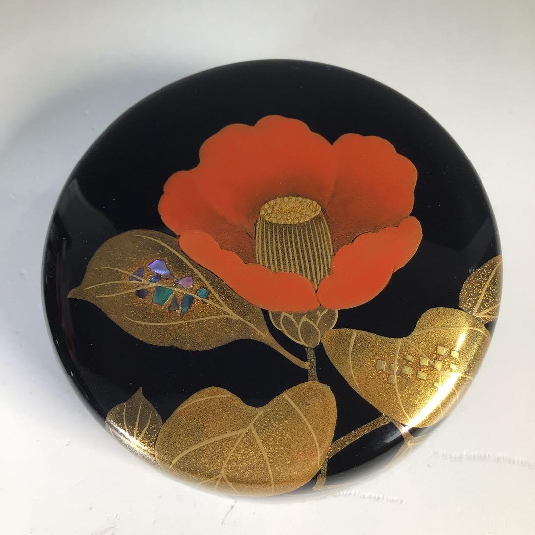 N727 棗 『輪島塗』『平野涛山作』『螺鈿』『椿蒔絵』『中棗』 共