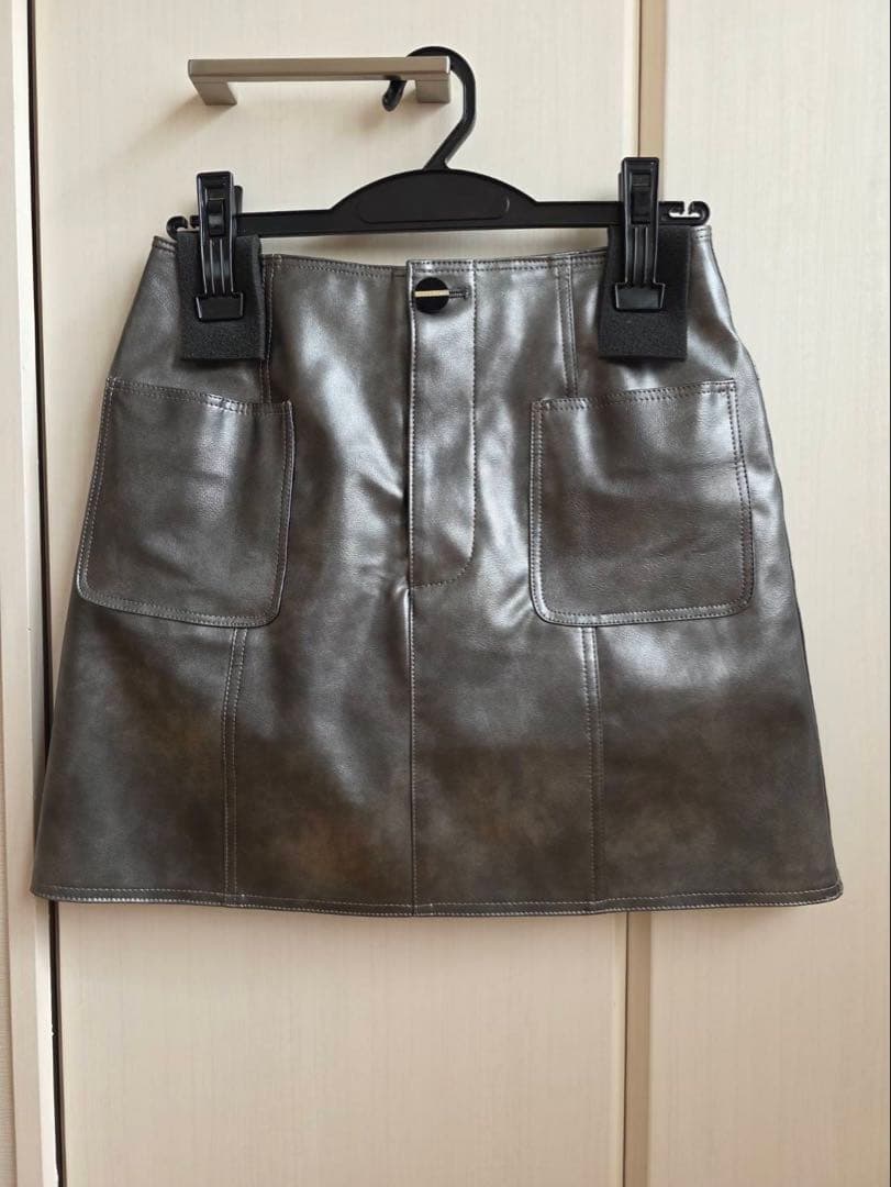 スカート sheller silver leather mini skirt sheller silver leather mini skirt M - メルカリ
