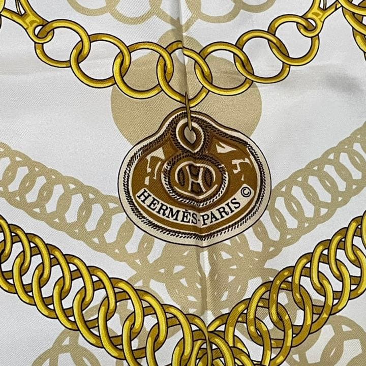 HERMES/エルメス スカーフ90 MAILLONS チェーン柄【箱付タグ有