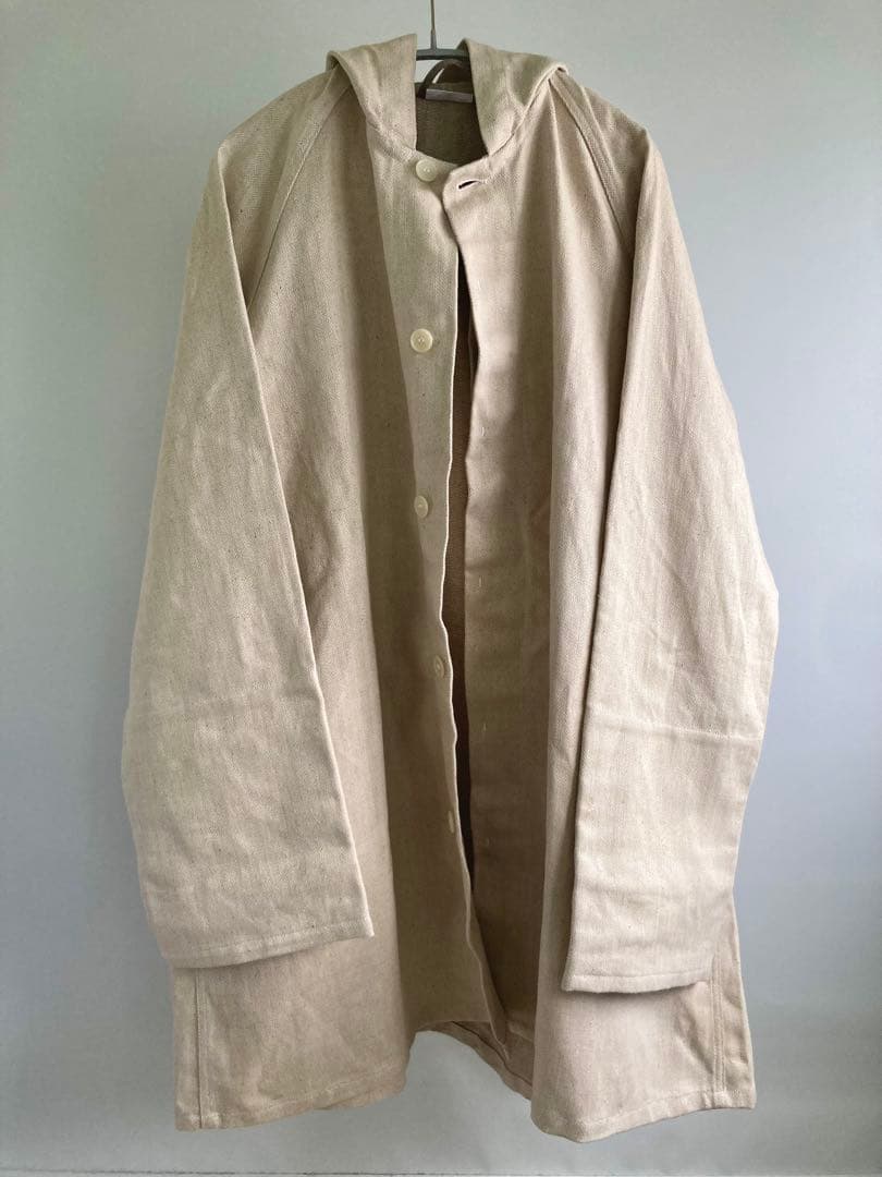 60s French Vintage Ecru HBT Butcher Coat