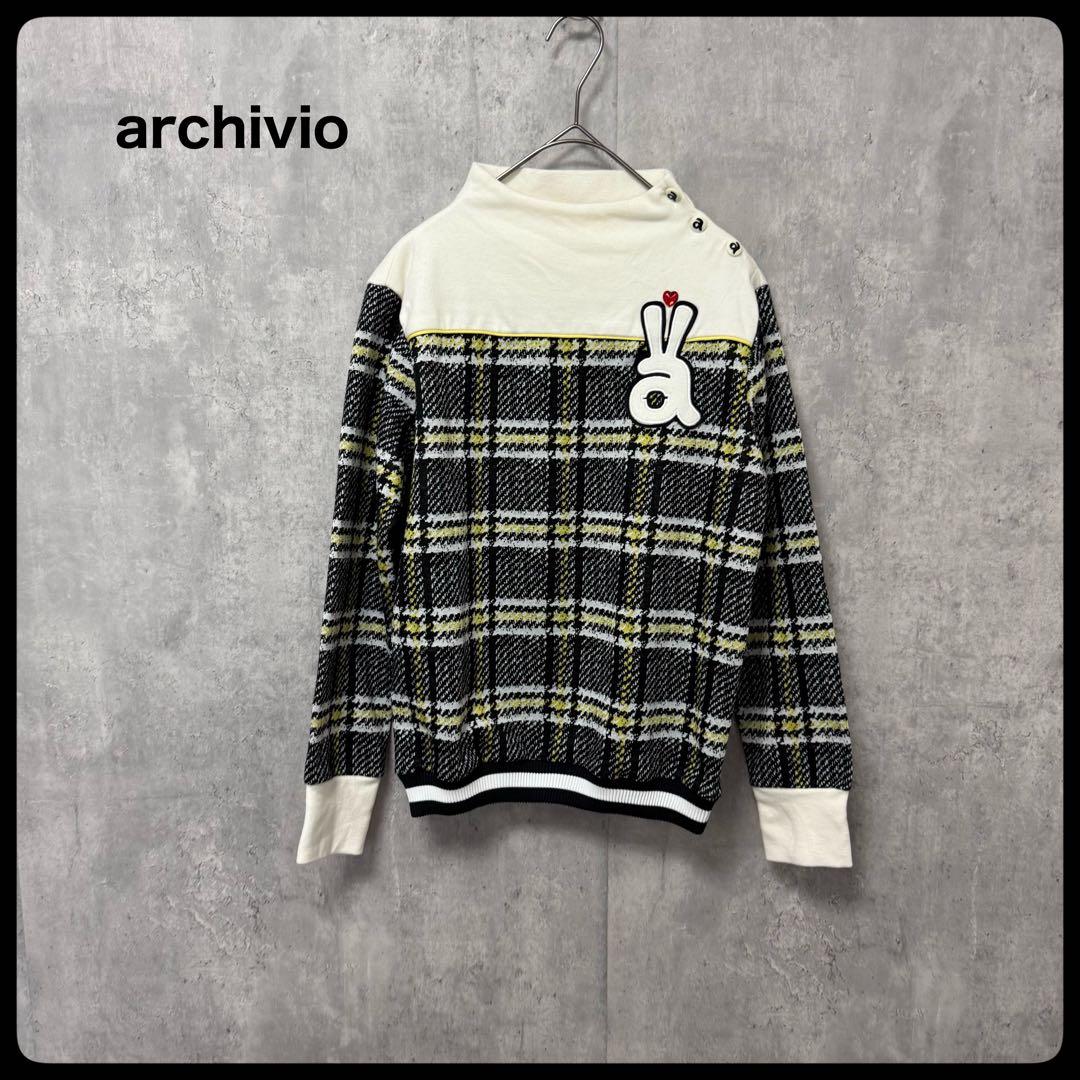 # archivio アルチビオ　ハイネックニット　チェック　ゴルフウェア archivio アルチビオ ハイネックニット チェック ゴルフウェア