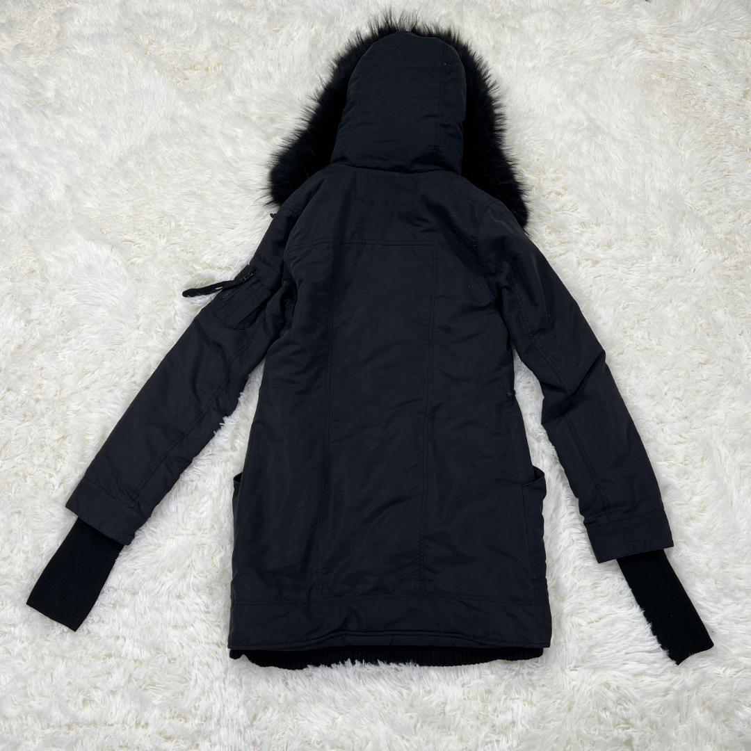 SLY】黒モッズコート 1 ファーフード 裏ボア 防寒 ブラックファー