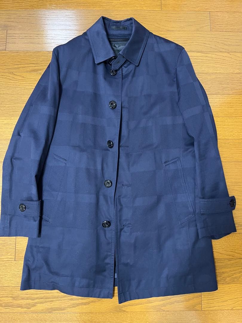 BLACK LABEL CRESTBRIDGE ステンカラーコート ネイビー シャドーチェックパデッドステンカラーコート（ブルゾン）｜BLACK
