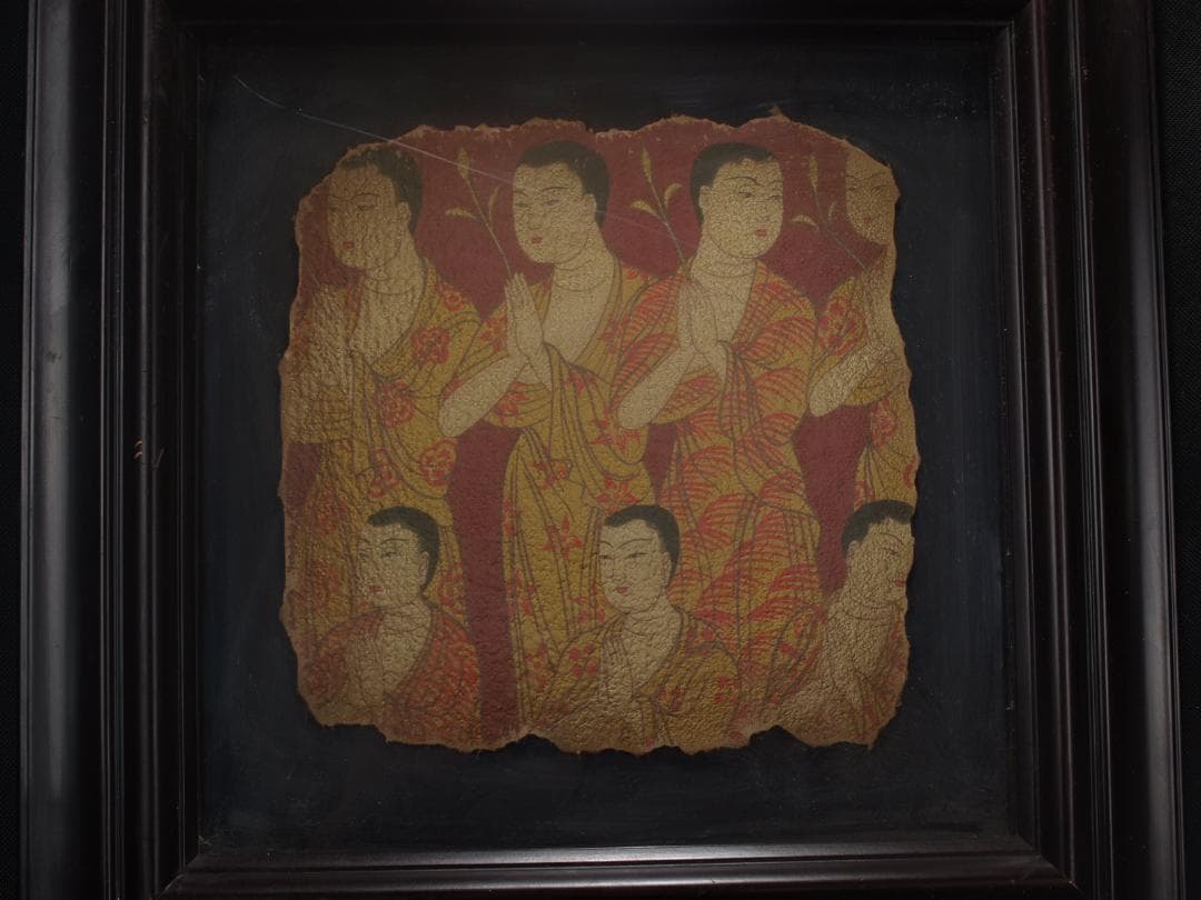 敦煌莫高窟壁画 彩絵 人物像 発掘品 AK1915A7-2