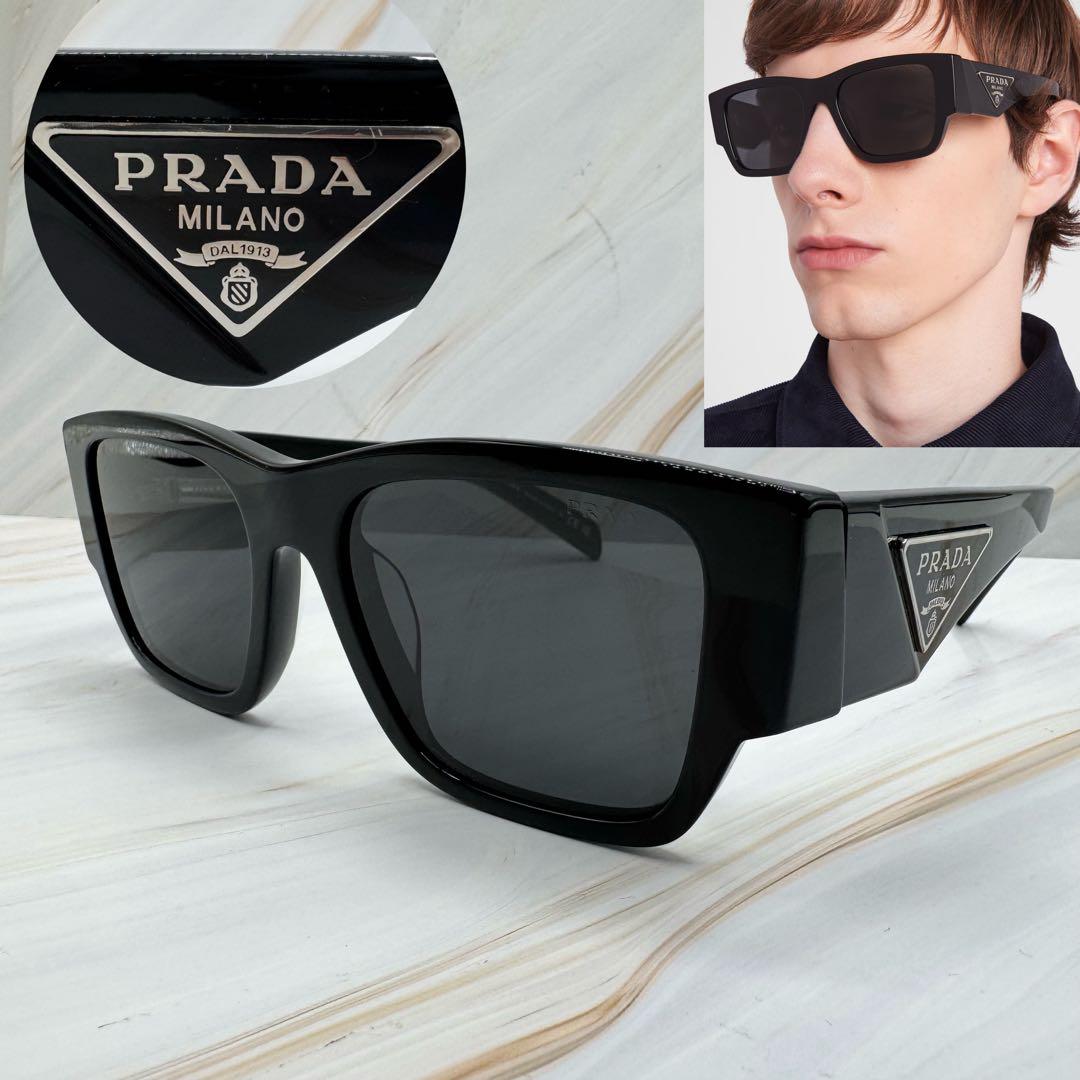 人気モデル【プラダ】サングラス スクエア 三角ロゴ ブラック SPR10Z