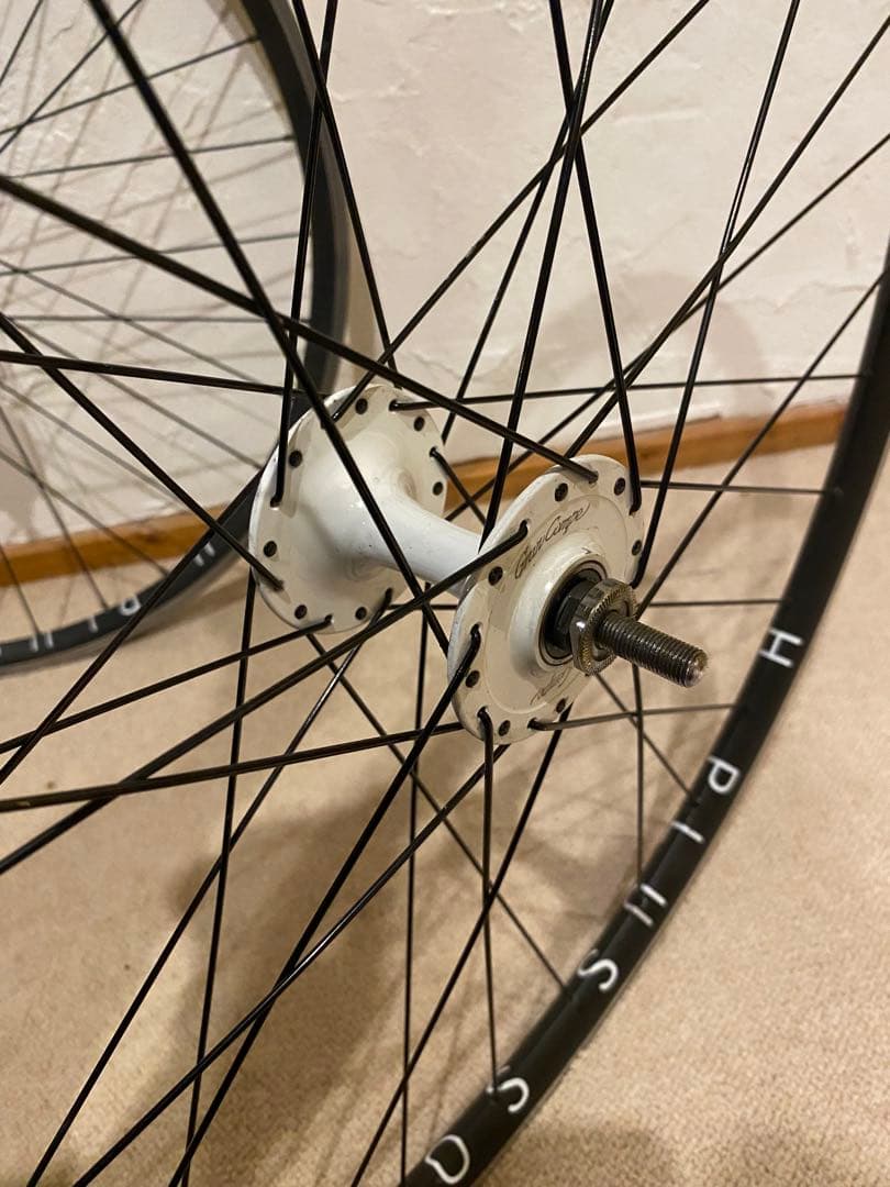 希少ホワイトハブ】エイチプラスサン 700c ピストホイール前後 njs 競輪