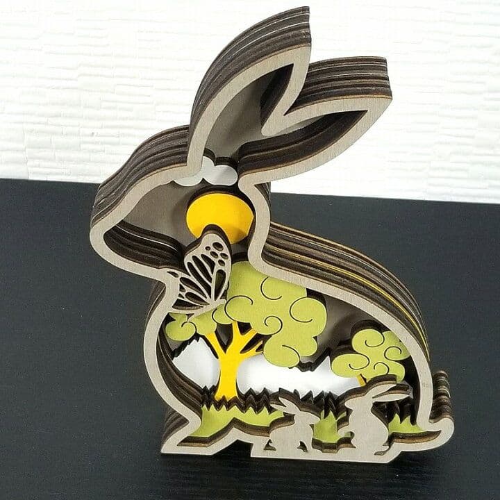 3D木製置物 】うさぎ兎☆ アートオブジェ置き物グッズ雑貨かわいい