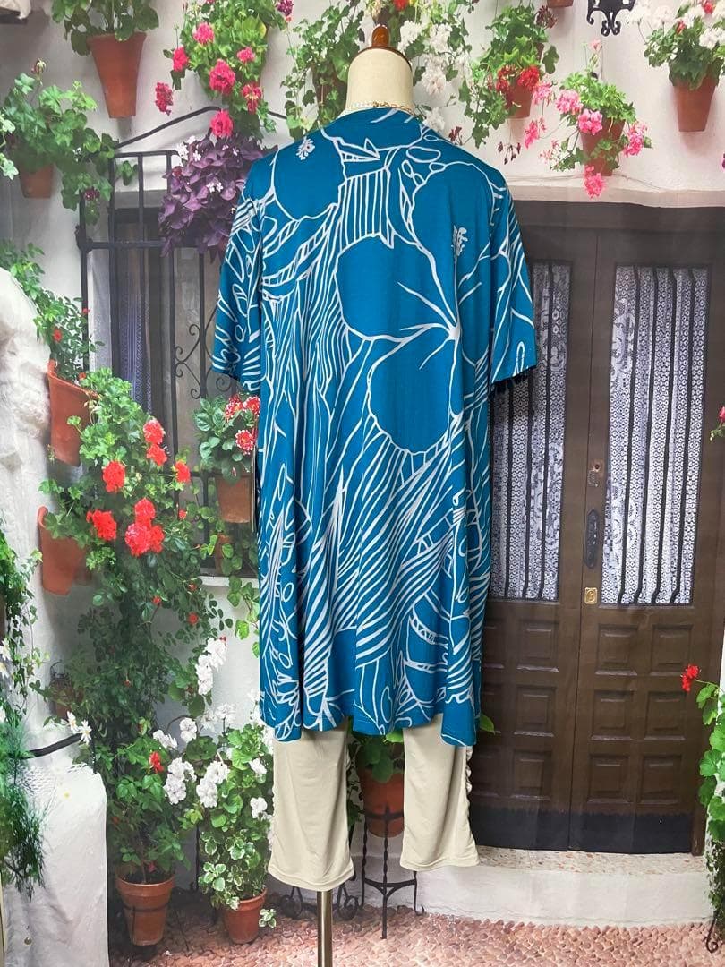 よっこ973新品 コイビトミサキ綿100 大花printAラインTU