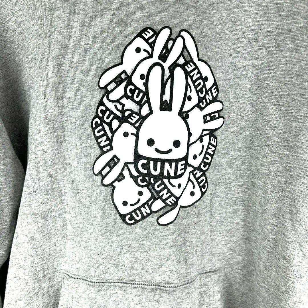 CUNE グレー バッグプリント フード付きパーカー フーディー