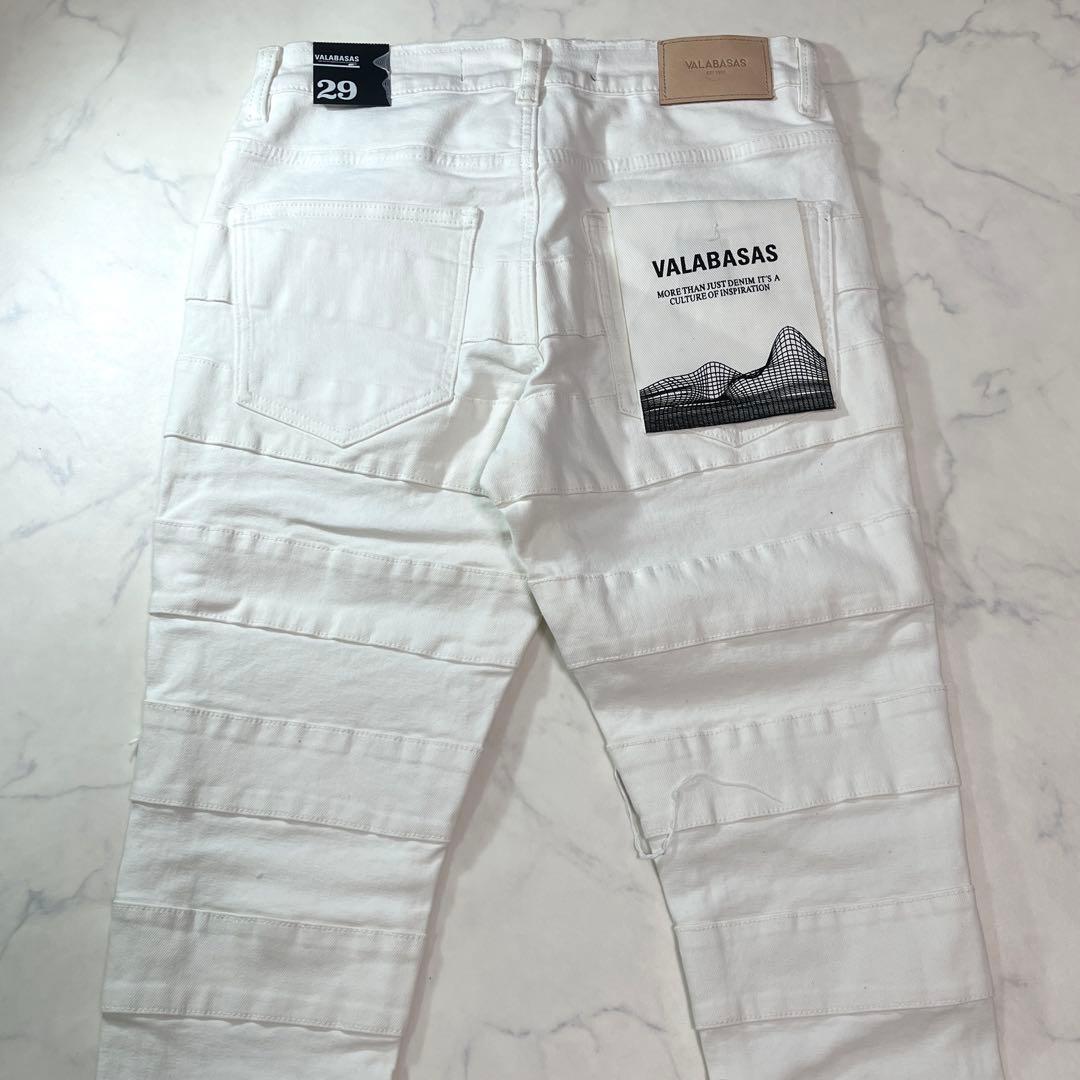 valabasasバラバサス パネルダメージフレアスキニーデニム ホワイト 29